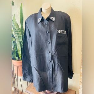 Vintage Diane Gilman Womens
Black White Beaded Collar & Pocket Silk